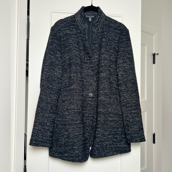 Eileen Fisher Jackets & Blazers - Eileen Fisher Black Long Tweedy Jacket (Large)